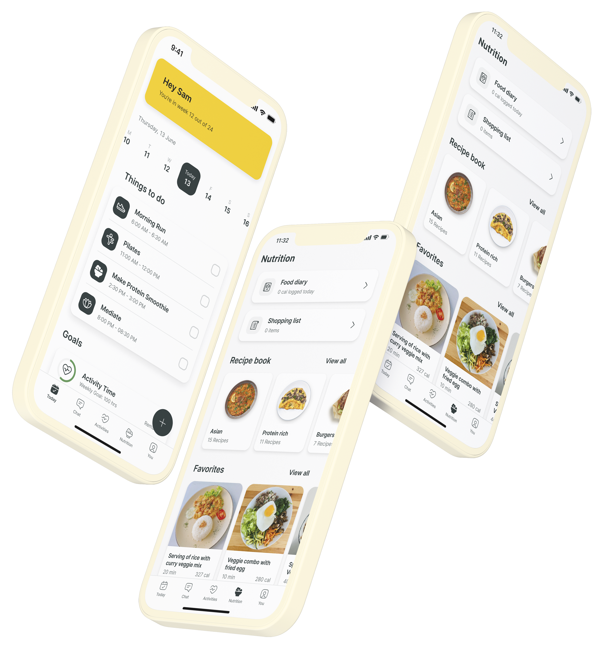A mockup of the coaching app showcasing the features.